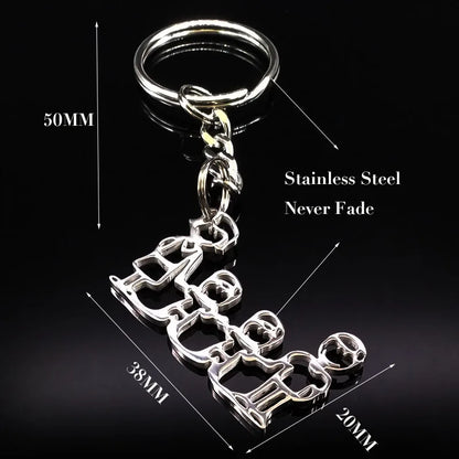 Family Boy Girl Mom Dad Gift Stainless Steel Key Ring Jewelry Silver Color Keychain Christmas Gifts