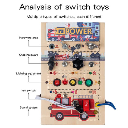 Montessori Wooden LED Light Busy Board Sensory Toy Baby Simulation Nut Screw Tool Kids Fine Motor Skills Educational Travel Toy