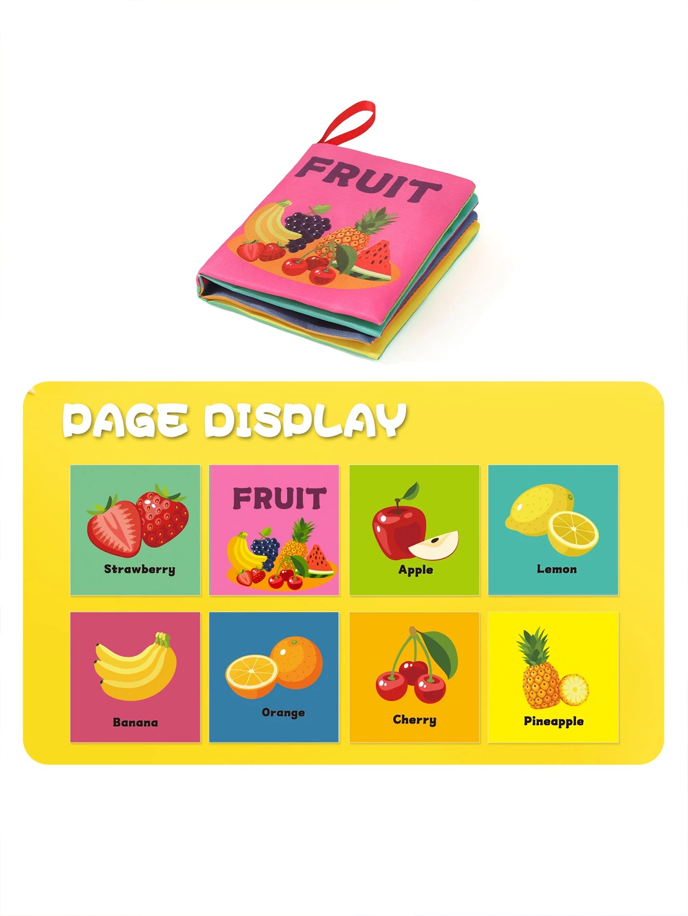 6Pcs Baby Cloth Books Set Non-Tearable Sensory Books for Early Learning Fruit Animal Number Cognition Toy 0-12 Months