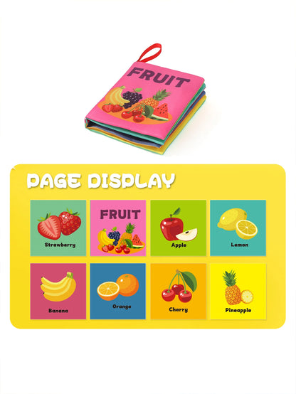 6Pcs Baby Cloth Books Set Non-Tearable Sensory Books for Early Learning Fruit Animal Number Cognition Toy 0-12 Months