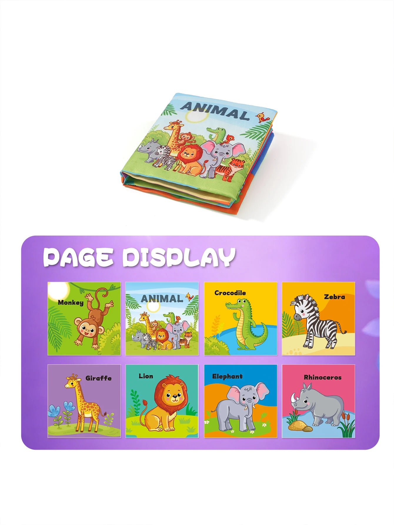 6Pcs Baby Cloth Books Set Non-Tearable Sensory Books for Early Learning Fruit Animal Number Cognition Toy 0-12 Months