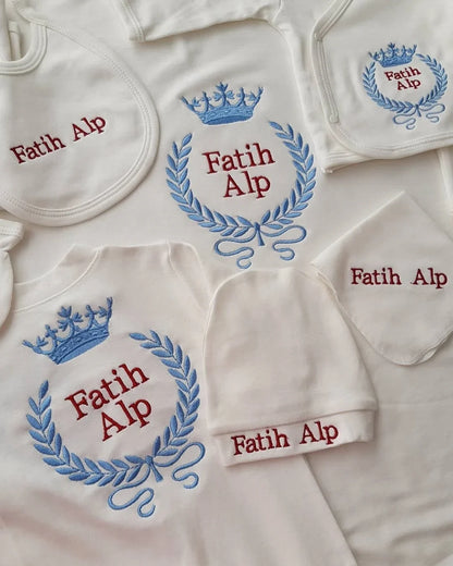 10pcs Wings Outfits Any Name Personalized Laurel Tree Embroidery Gift Baby Pajamas Hat Welcome Home Ceremonial dress