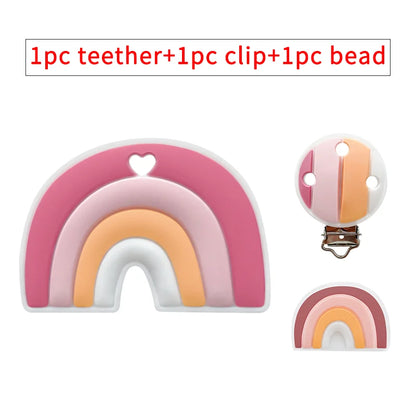 3pcs/set Silicone Cartoon Animal Figure Teether Beads and Clips Baby Teether Pacifier Chain Accessories Teething Jewelry Toys