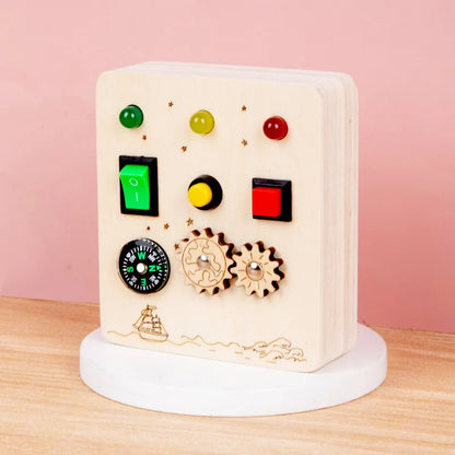 Montessori Busy Board Baby Sensory Toys Wooden LED Light Switch Control Board Toys Children Travel Activities Delight Games Toys