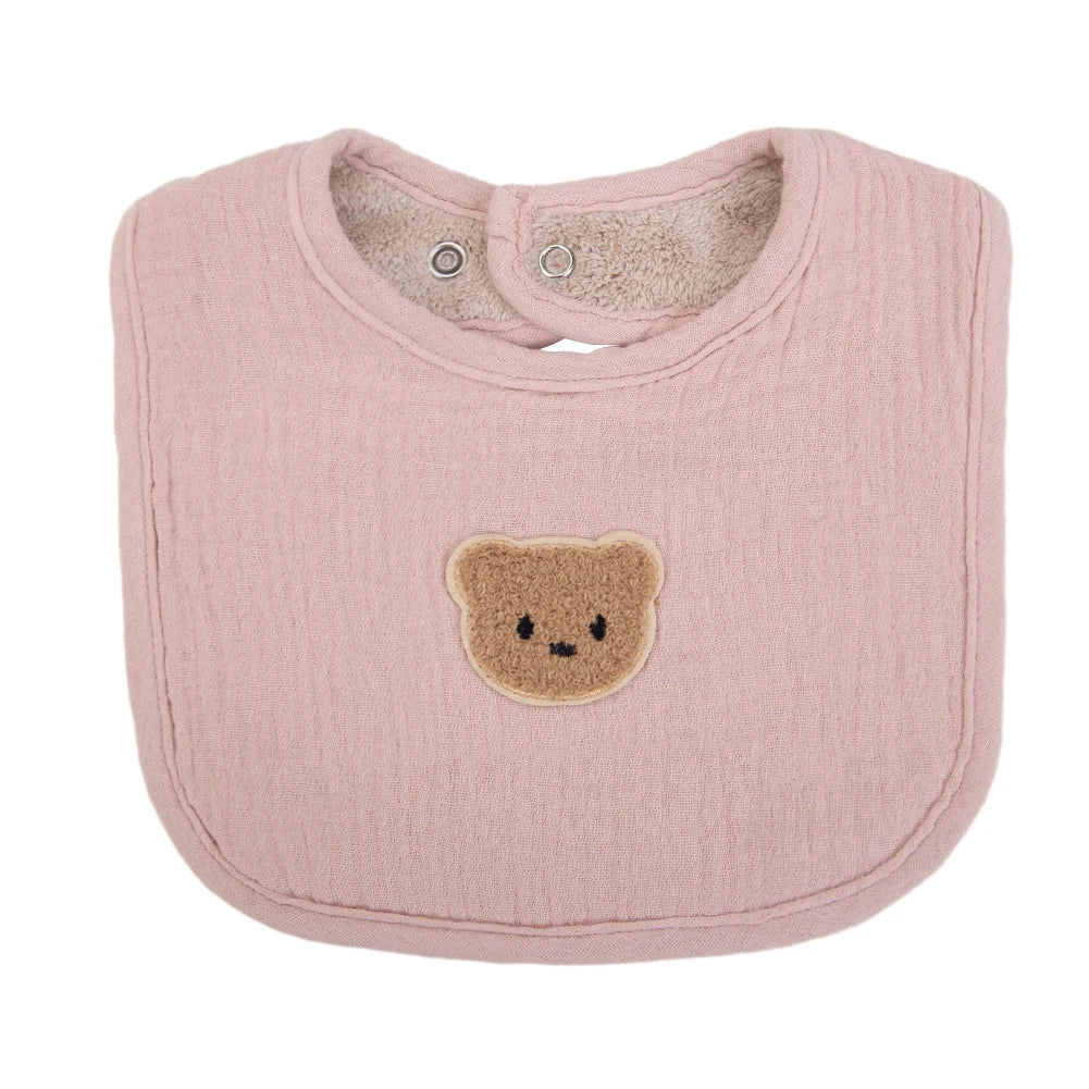 Cute Bear Cotton Baby Bibs Saliva Towel U-Absorbent Pockets Children Kids Boys Girls Feeding Burp Clothes