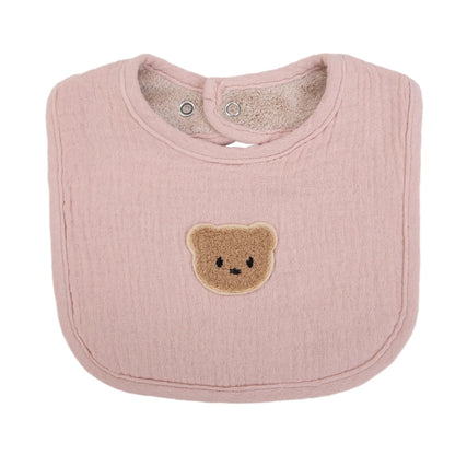 Cute Bear Cotton Baby Bibs Saliva Towel U-Absorbent Pockets Children Kids Boys Girls Feeding Burp Clothes