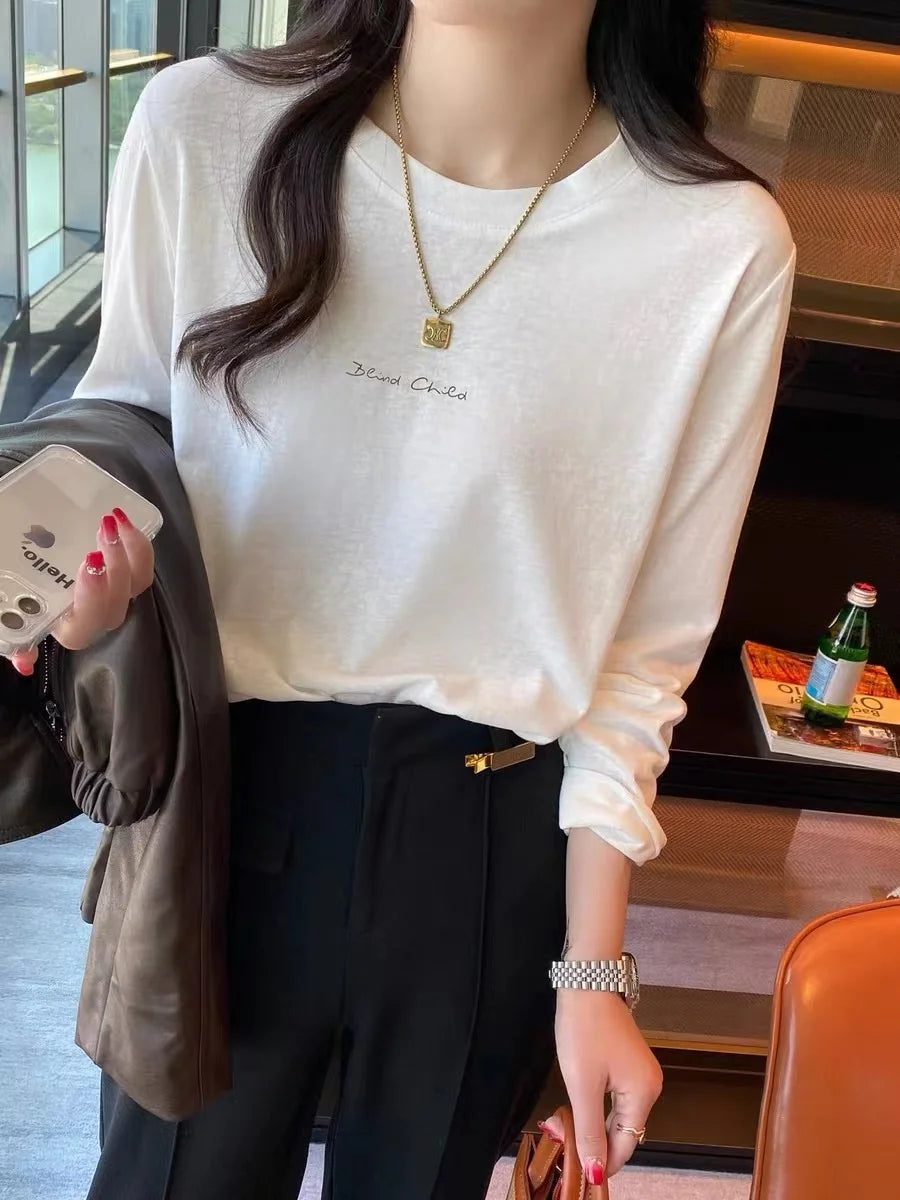 Autumn Postpartum Woman Breastfeeding Cotton T-shirt Lace Two-piece Nursing Tees Maternity