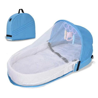 Baby Bed Crib Convenient Folding Anti-crush Middle Bed with Mosquito Net Comfortable Mattress Travel Crib for Newborn Camping
