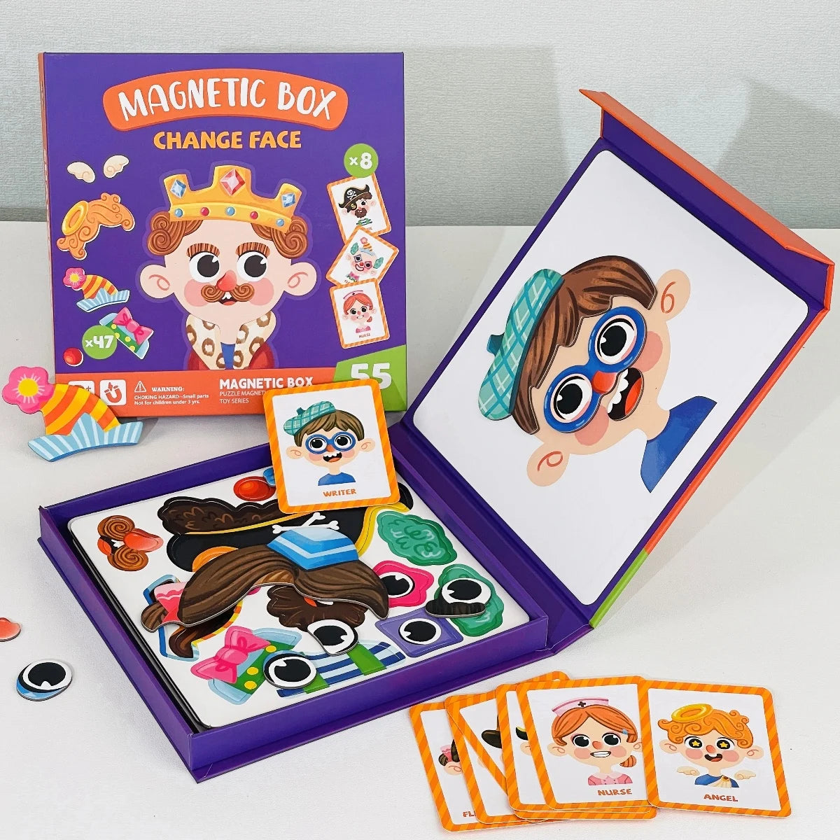 Magnetic Dress-Up Puzzle Toy, Educational Travel Game with Character and Scene Sets for Kids Ages 3–6