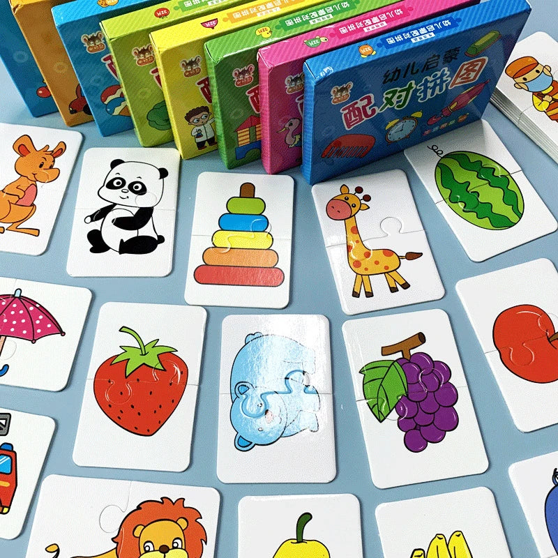 Baby Puzzle Toys for Children Animals Fruit Truck Graph Card Matching Games Toys for Kids 1 2 3 Years Old Boys Girls