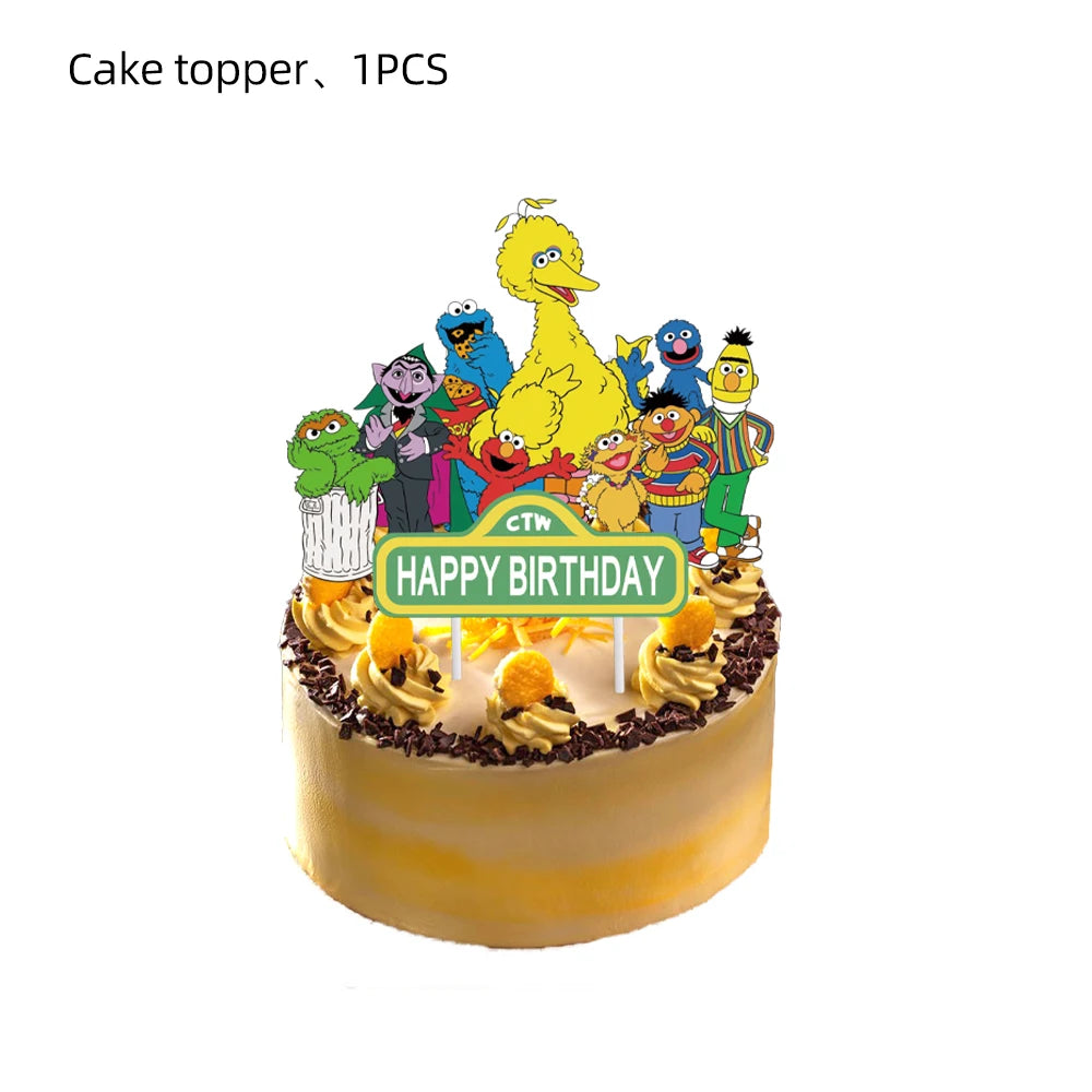 Cartoon Sesames Street Birthday Party Decorations Balloons Plate Cup Banner Tableware Set for Baby Shower Party Favors Kids Gift