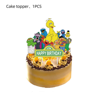 Cartoon Sesames Street Birthday Party Decorations Balloons Plate Cup Banner Tableware Set for Baby Shower Party Favors Kids Gift