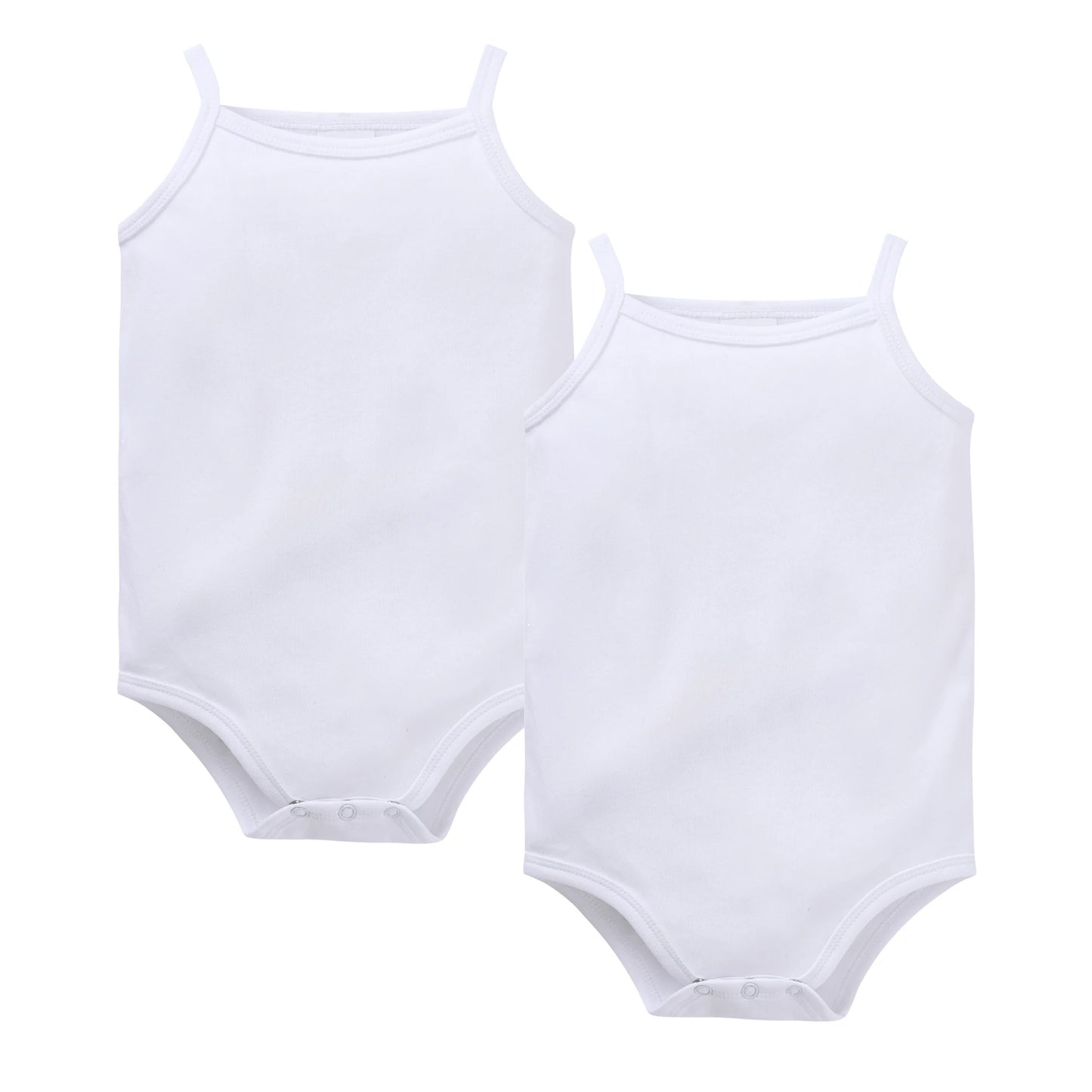 100% Cotton Baby Bodysuit Set for Girls Solid White Sleeveless Rompers (0–24 Months), Available in 1–6 Pieces