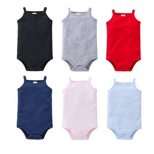 100% Cotton Baby Bodysuit Set for Girls Solid White Sleeveless Rompers (0–24 Months), Available in 1–6 Pieces