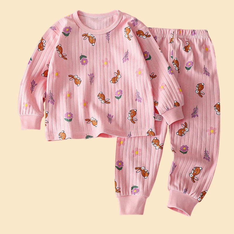 Children Sets Cotton Long Sleeve Sleepwear Children's Clothing Boy Girl