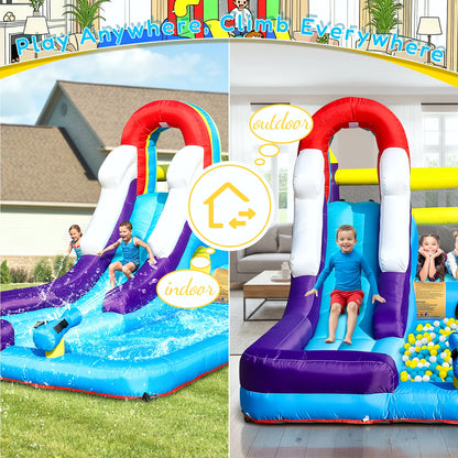 Oxford cloth 16ft 4.9m Inflatable Water Slide Bounce House w/ Splash Pool & 480W Blower