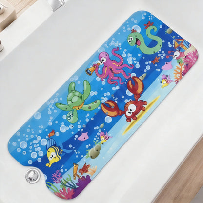 1pc Cartoon Extra Long Bathtub Mat 40x100cm Non-Slip Bathmat Suction Cups & Drain Holes