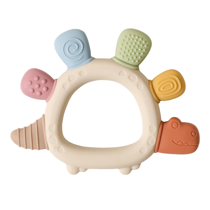 Silicone Baby Teether Baby Toys 0 to 6 Months BPA Free chewing Teething Toys Crab Wooden Ring Teether Reborn silicone Baby toys