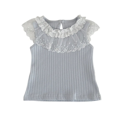 6M-2Y Summer Sweet Style Girls Set Lace Ruffle Collar Sleeveless Tee+White Ruffle Shorts 2Pcs Clothes Soft Cotton Infant Suit