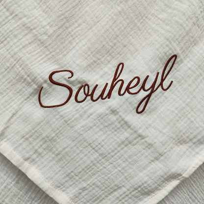 Personalized Name Embroidered Custom Baby Cotton Muslin Baby Swaddle Newborn Receiving Blanket Solid Swaddle Wrap Soft Blanket