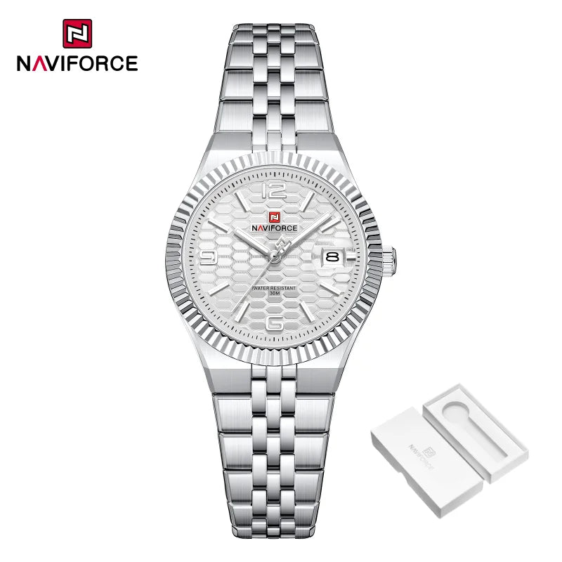 New NAVIFORCE Women 2026 Fashion Watch High Quality Waterproof Ladies Quartz WristWatches Female Steel Bracelet Romantic Clock