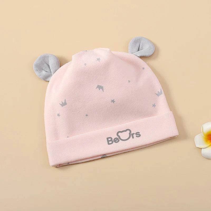 0-3M Newborn Fetal Hat Pure Cotton Baby Autumn Winter Warm Beanies Cute Bear Infant Head Protection Cap Boy Girl