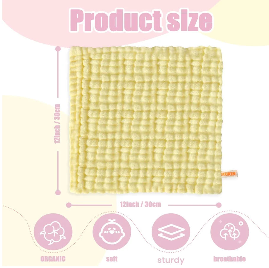 Baby Washcloths - Natural Cotton Baby Wipes - Soft Newborn Face Towel and Washcloth for Sensitive Skin
