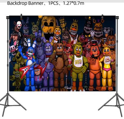 FNAF Five Nights Freddyed Birthday Party Decorations Balloons Plate Banner Tableware Set for Baby Shower Party Favors Kids Gifts