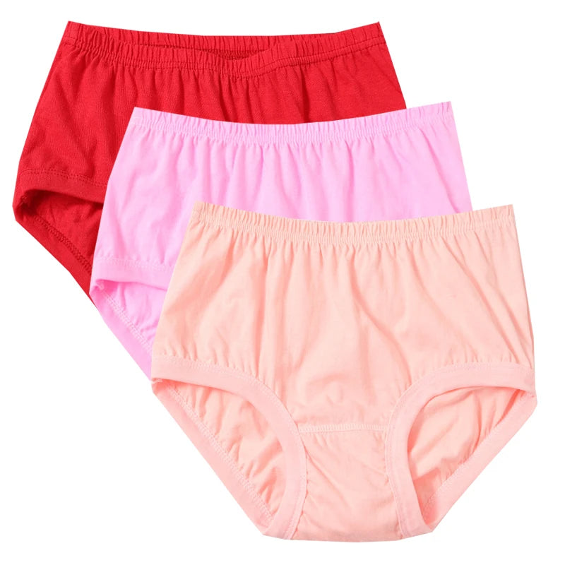 3pcs Pure Cotton Women Panties Large Size High Waist Underwear Plus Size Female