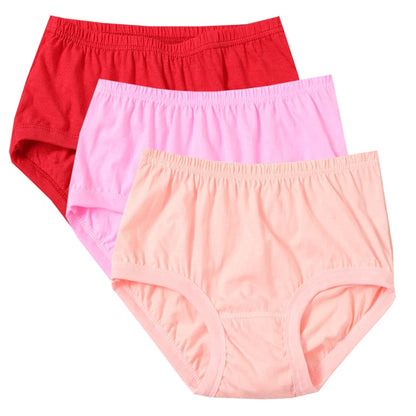 3pcs Pure Cotton Women Panties Large Size High Waist Underwear Plus Size Female