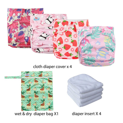 Babyland New Waterproof Baby Cloth Diaper Kit with Inserts & Wet Bags | Economical Washable Nappy System (0-36 Months)