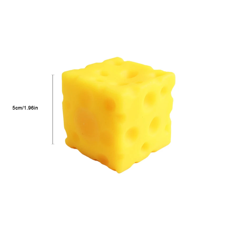 Cheese Novelty Squeeze Toy Soft Rubber Bouncing Sensory Anxiety Relief Focus Training Relaxation