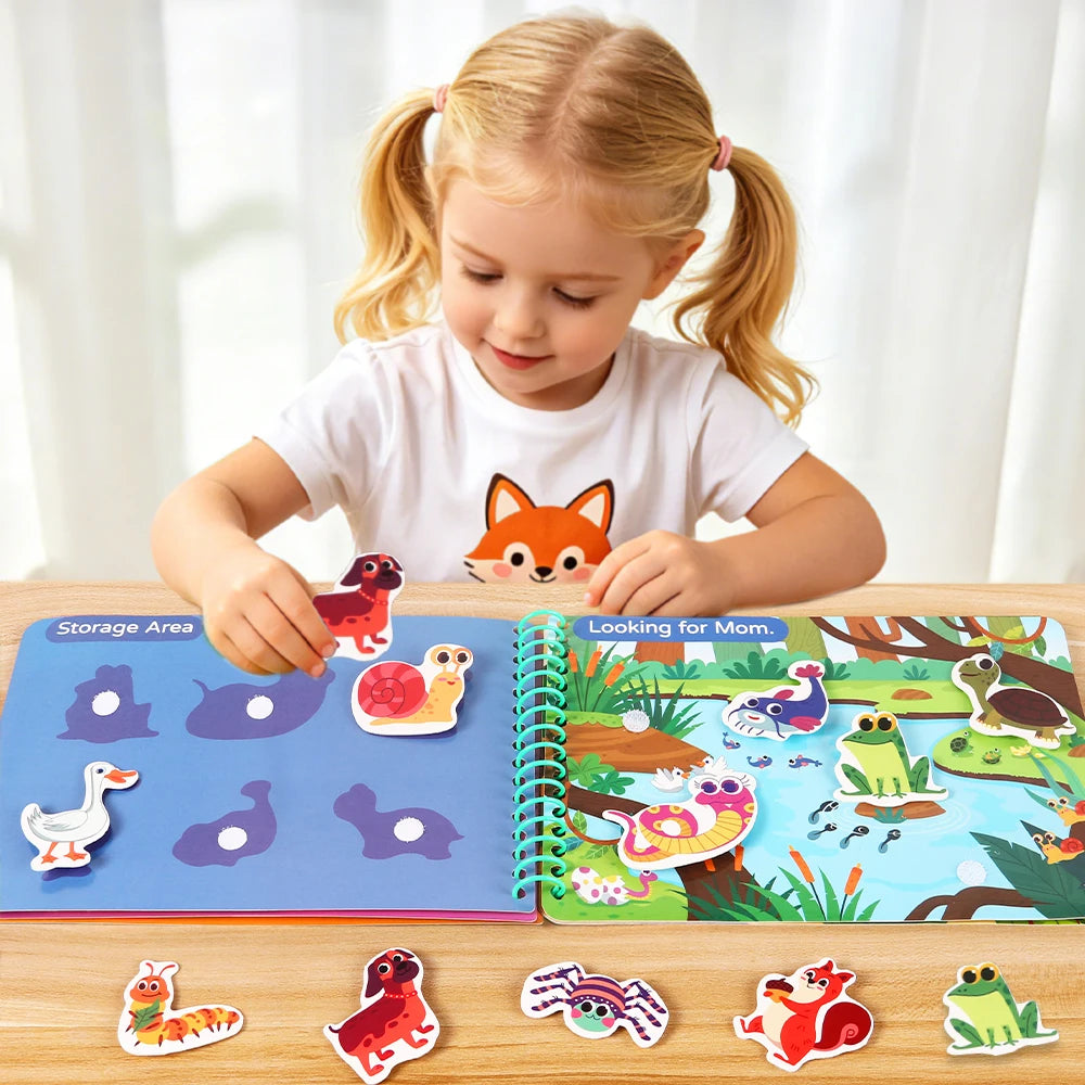 Children Quiet Busy Book 4 Themes Cartoon Travel Sticker Books Kids DIY Sticker Educational Game