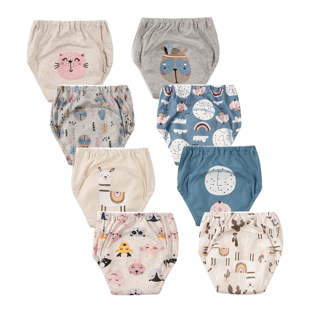 8pcs/6pcs Washable Baby Potty Training Pants Reusable Toilet Trainer Panty Reusable Cloth Diaper