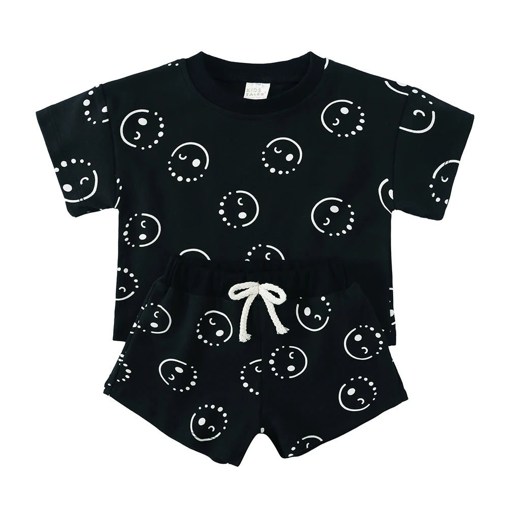 Kids Clothing Sets Children Clothes Set Girls & Boys Full Print Short Sets 100% Cotton Toddler Summer