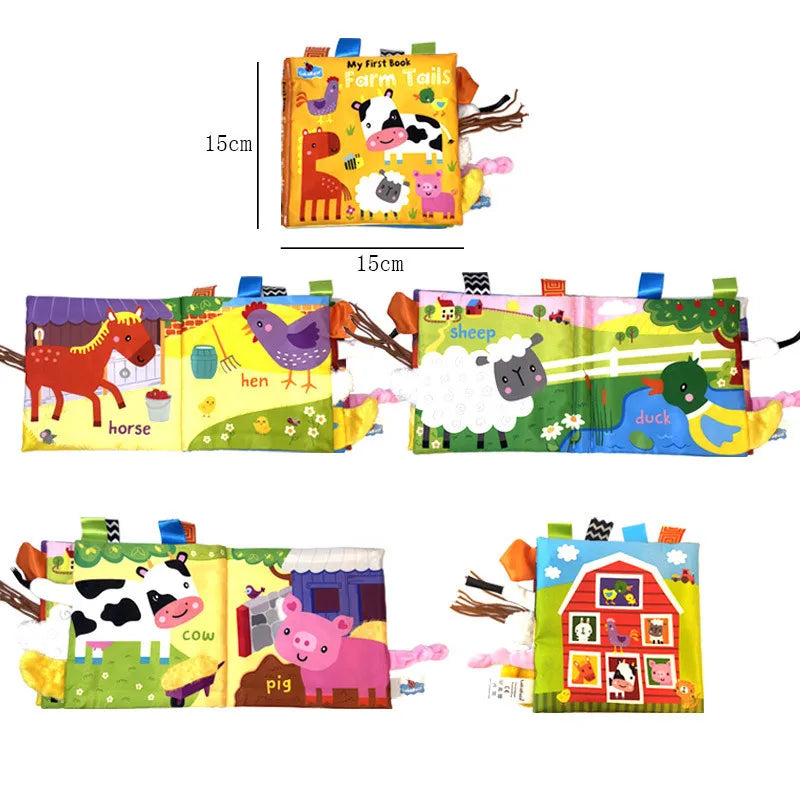 Animal Tail Cloth Book Tear Can Bite Pop-up Book Educational Enlightenment Early Education Infant Cognitive Toys 0-3 Years Old