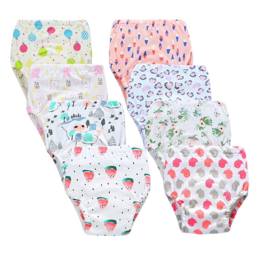 8pcs/6pcs Washable Baby Potty Training Pants Reusable Toilet Trainer Panty Reusable Cloth Diaper