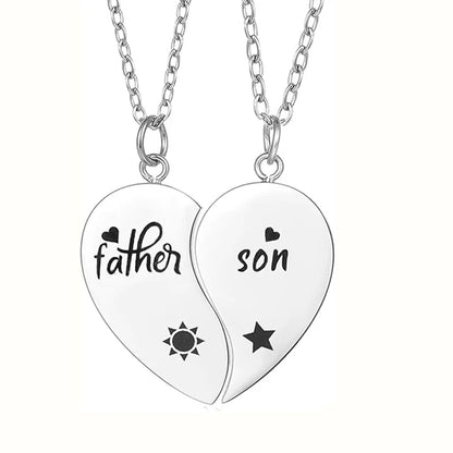 2Pcs Father Daughter Son Heart Matching Necklace Stainless Steel Mother And Children Jewelry Gifts