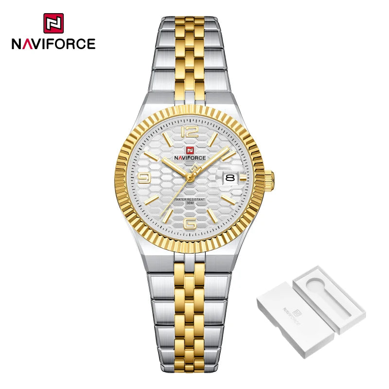 New NAVIFORCE Women 2026 Fashion Watch High Quality Waterproof Ladies Quartz WristWatches Female Steel Bracelet Romantic Clock