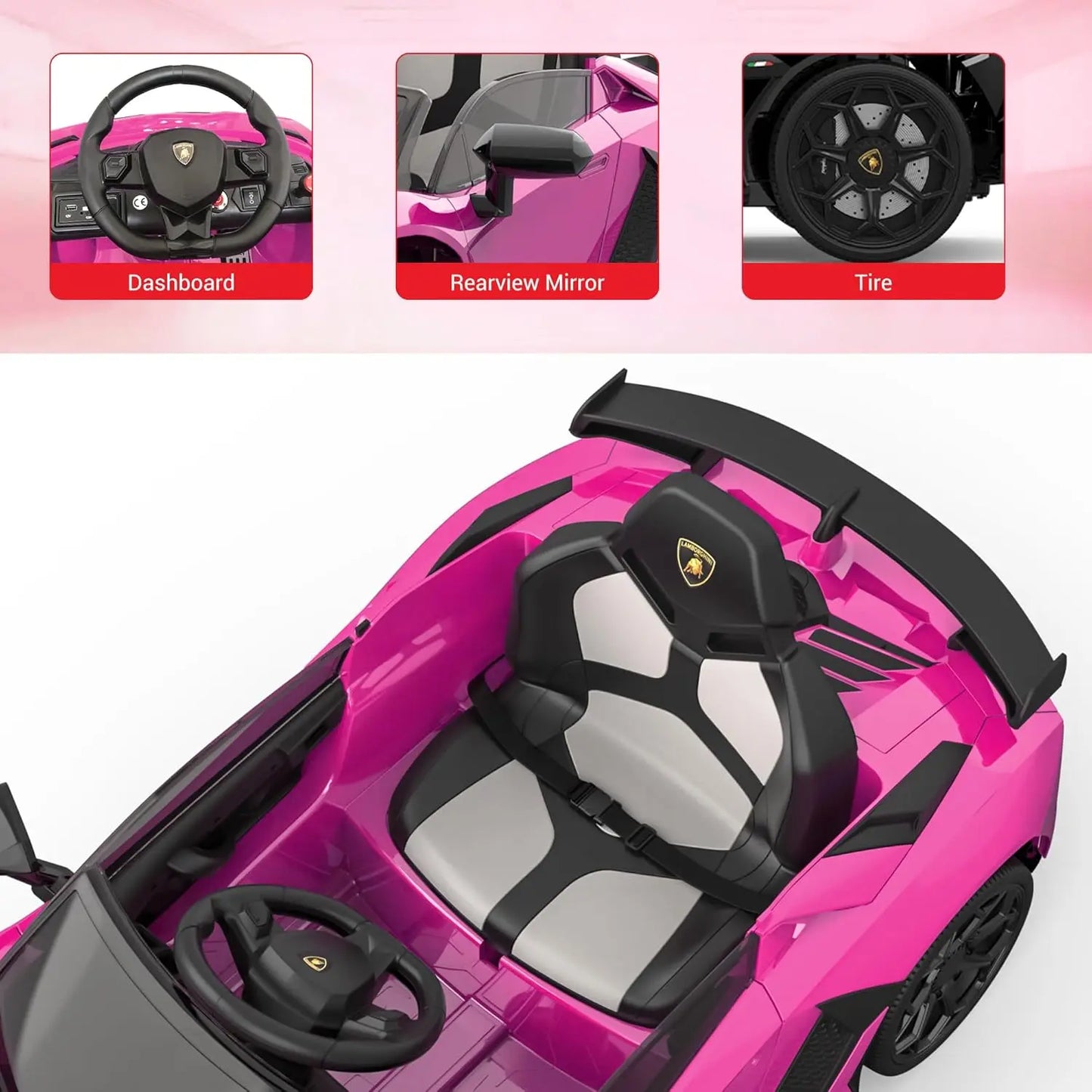 Kids Ride on Car Toys with Remote Control for Children Ages 3-8Y 12V Electric Battery Powered Vehicle with MP3 Player LED Light
