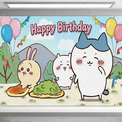 Cartoon Chiikawa Hachiware Usagi Birthday Party Decoration Background Balloon Set Cake Topper Backdrop Baby Shower Kid Gift Prop