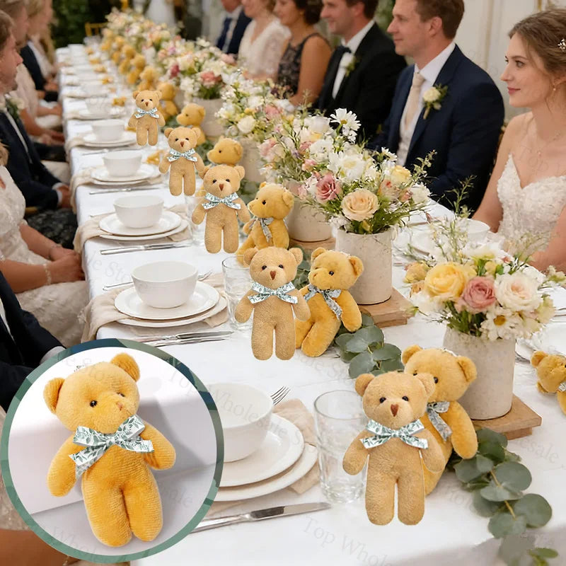 12-100Set Mini Bears Bulk Baby Shower Favors Wedding Party Favors for Guest Small Stuffed Bears Keychains for Party Souvenir