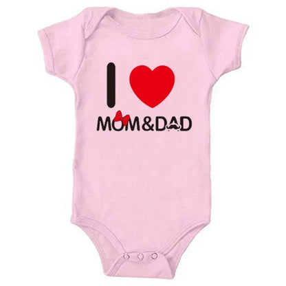 Pure Cotton I Love Mom Newborn Rompers  I Love Dad Baby Romper Twins Matching Bodysuit Summer for 0-24 Months Baby Clothes