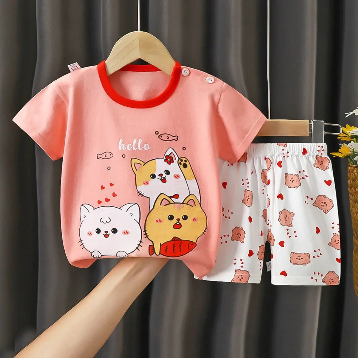 2-6 Years Boys & Girls Toddler Set Children's Short sleeve Cotton