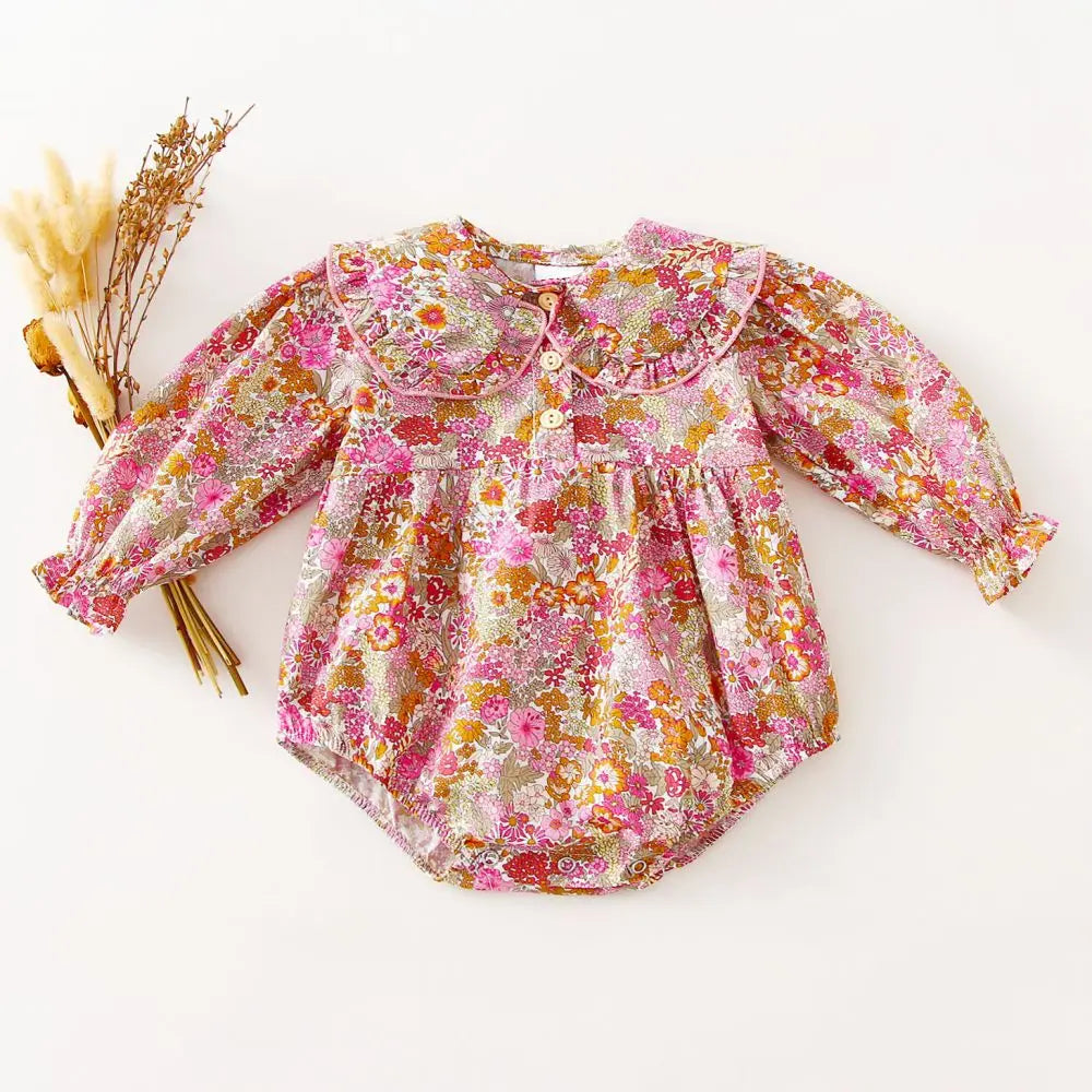 Vintage Floral Baby Girl Romper Spring Baby Girl Clothes