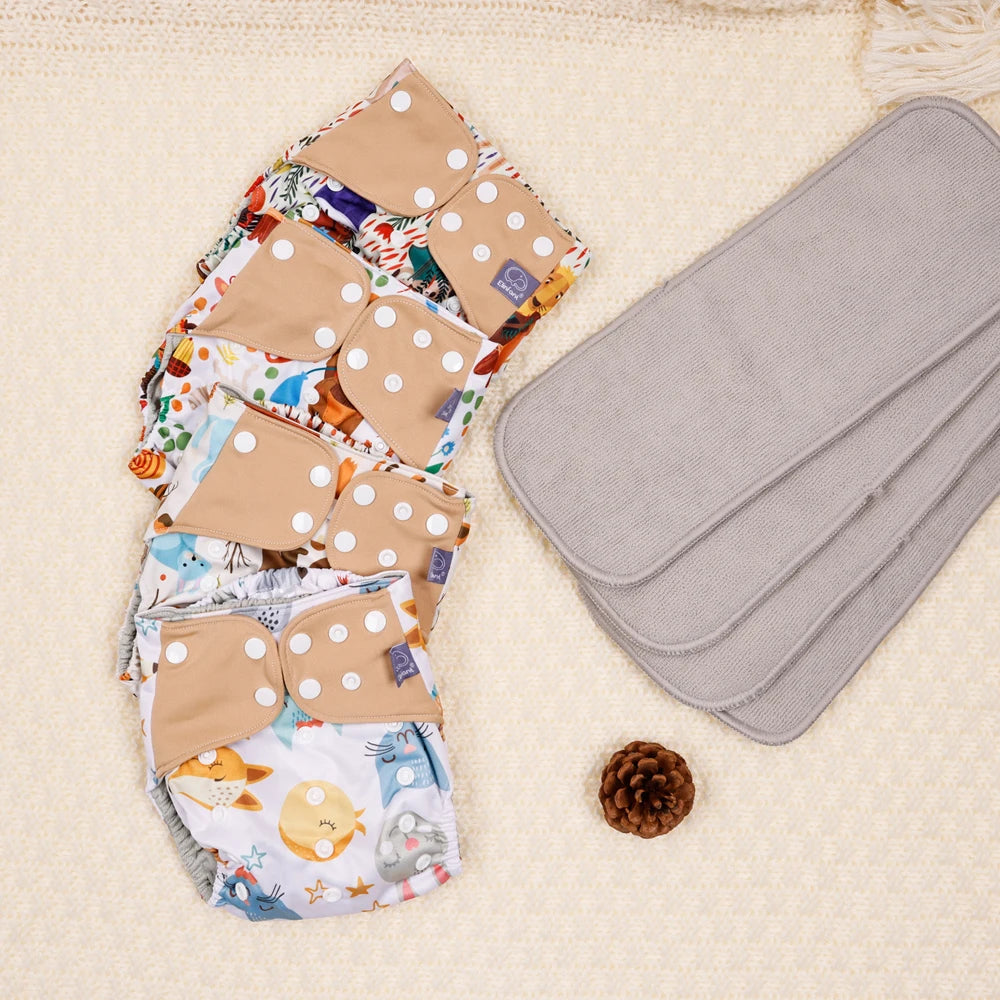 waterproof  baby cloth diaper with 4 absorbents cloths washable eco-friendly pocket cloth nappy