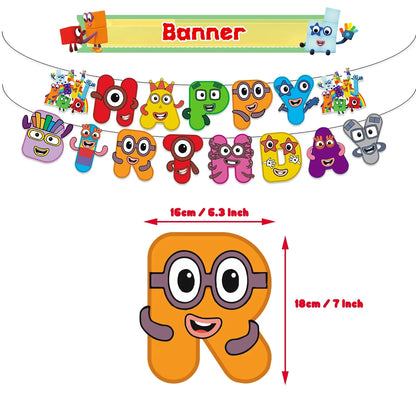 Number Birthday Decorations Building Blocks Tablecloth Banner Spiral Cake Topper Balloon for Kids Baby Shower Supplies Gifts