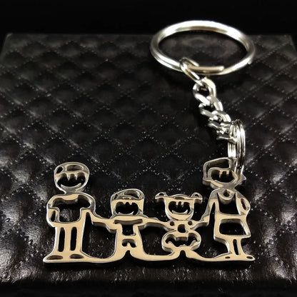 Family Boy Girl Mom Dad Gift Stainless Steel Key Ring Jewelry Silver Color Keychain Christmas Gifts