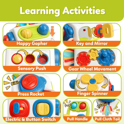 Busy Board Montessori Busy Cube Toys for Toddler Sensory Activities Early Educational Learning Travel Toys Gift for Kids