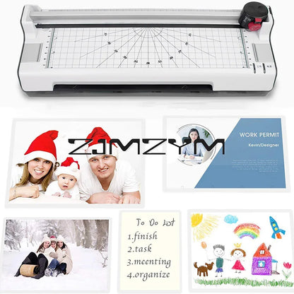 A4 Thermal Laminator Machine, Hot & Cold Dual Mode Photo Document Sealer, Compact Office Laminating Kit with Paper Cutter